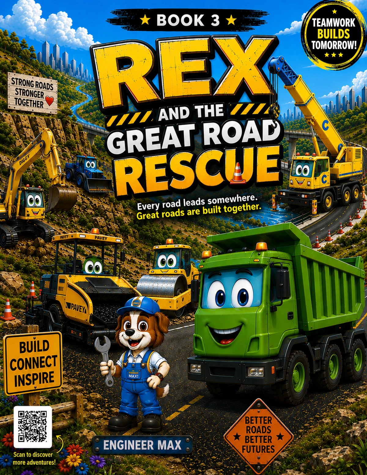 Front cover of Rex and the Great Road Rescue, Book 3.